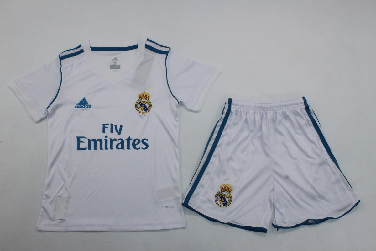 Kids-Real Madrid 17/18 Home Soccer Jersey